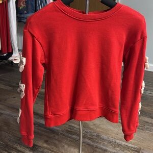 Target Girls Red Sweatshirt Youth Large | Bow Sleeve Detail